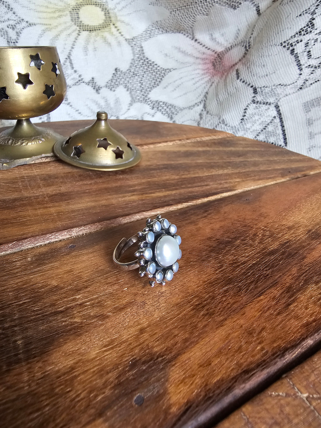 Pearl 925 Silver adjustable ring