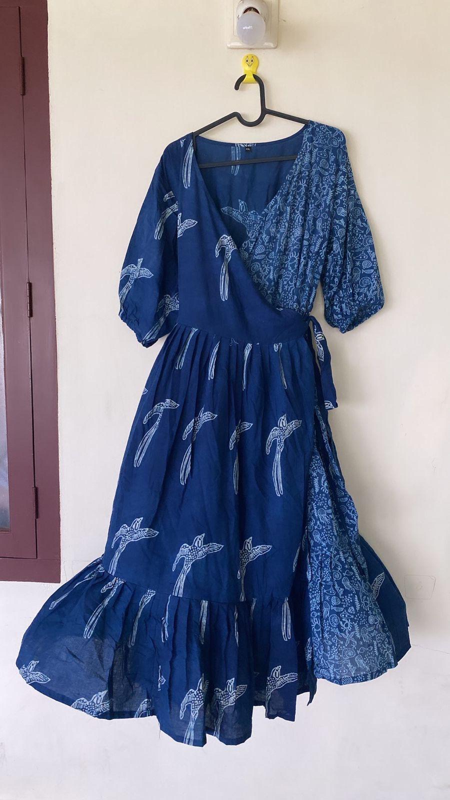 Half &amp; Half Cotton 45 inches long frill Wrap Dress