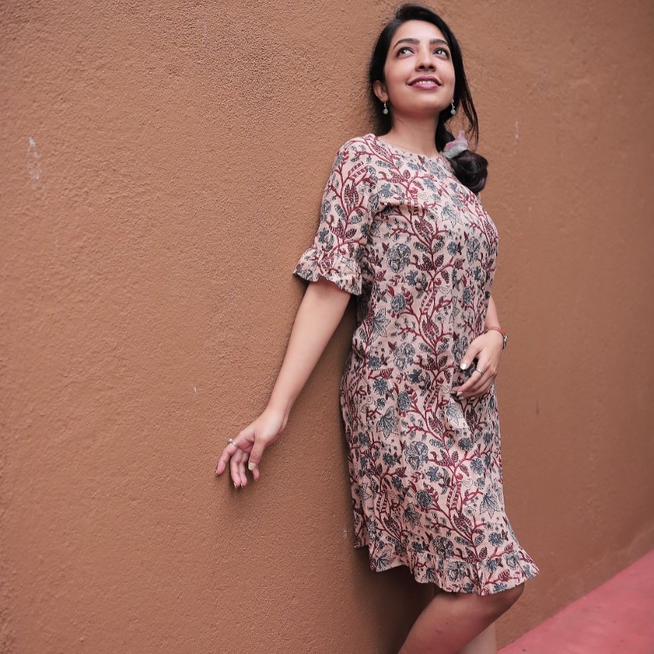 Brown floral lounge Dress - Ready to dispatch